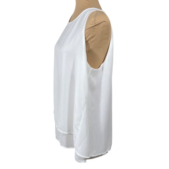 Zac & Rachel Split Back Blouse Top White Tank Layered Size XL READ - Picture 2 of 7